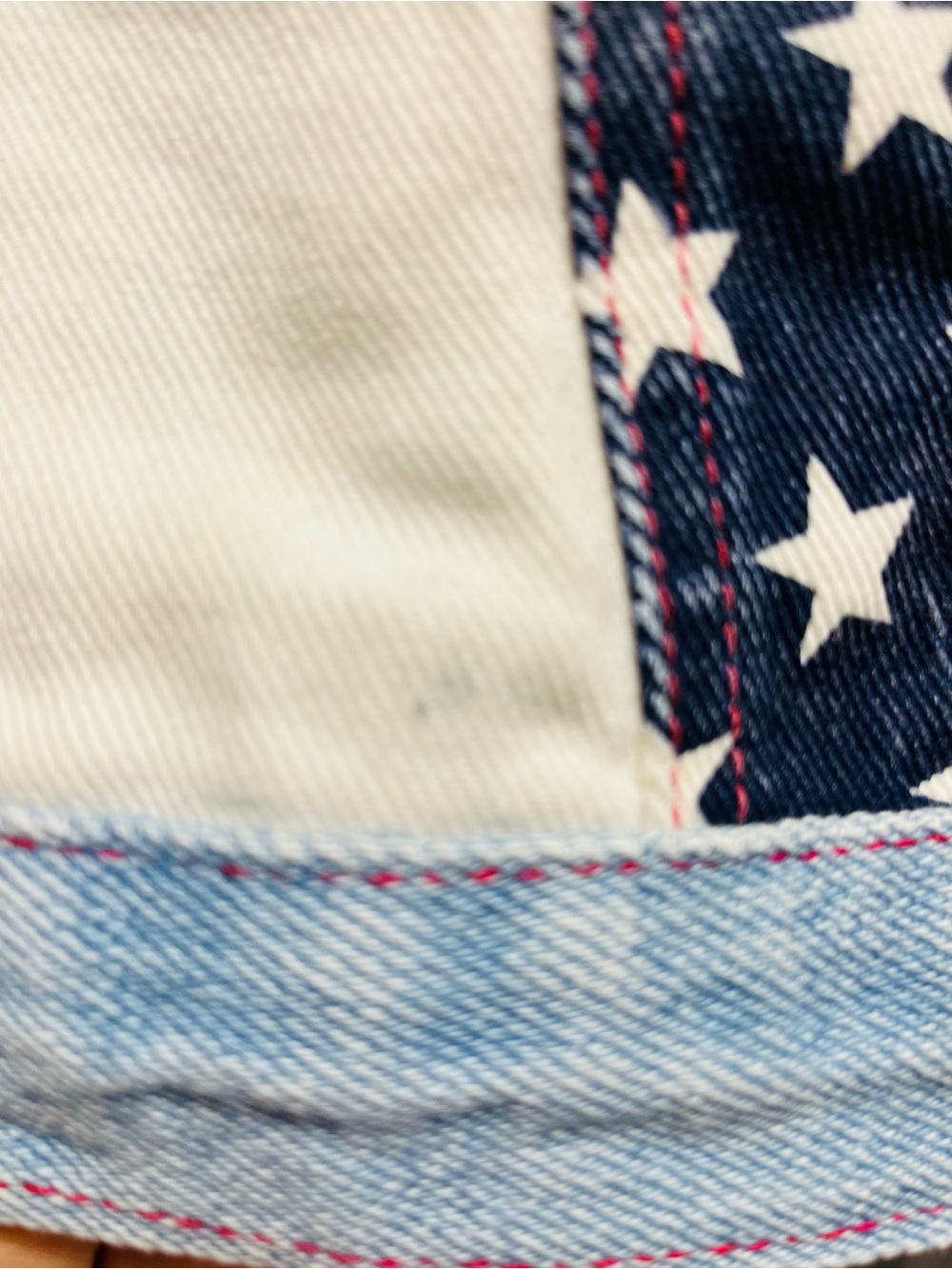 Fuse Paris M Denim Bomber Jacket USA Flag‎ Stars Stripes Trucker Moto VTG Unisex - Picture 15 of 15